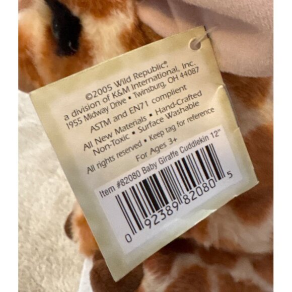 Cuddlekins Baby Giraffe Plush Toy 10" By Wild Republic 2005 NWT - Picture 5 of 7
